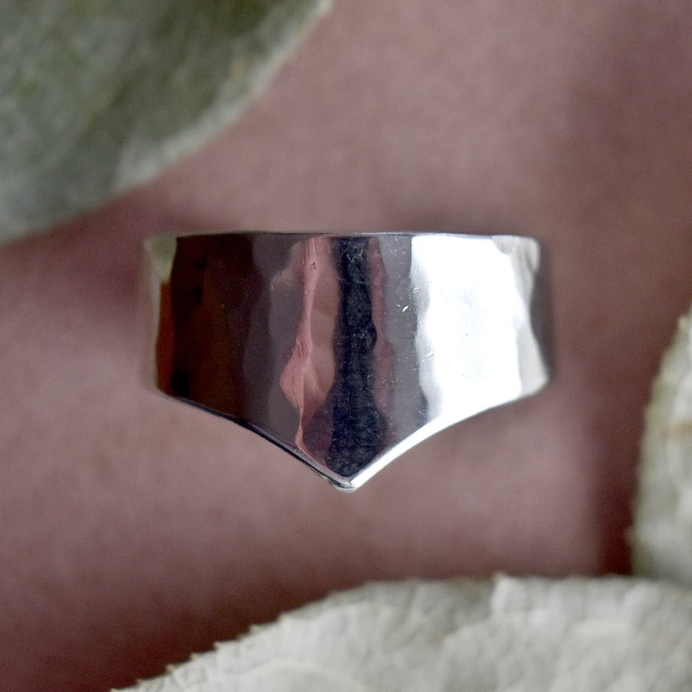 Hammered Texture Open Shank Ring - Magpie Jewellery