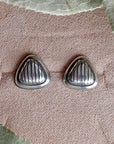 Oxidized Pattern Triangle Studs - Magpie Jewellery