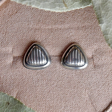 Oxidized Pattern Triangle Studs - Magpie Jewellery