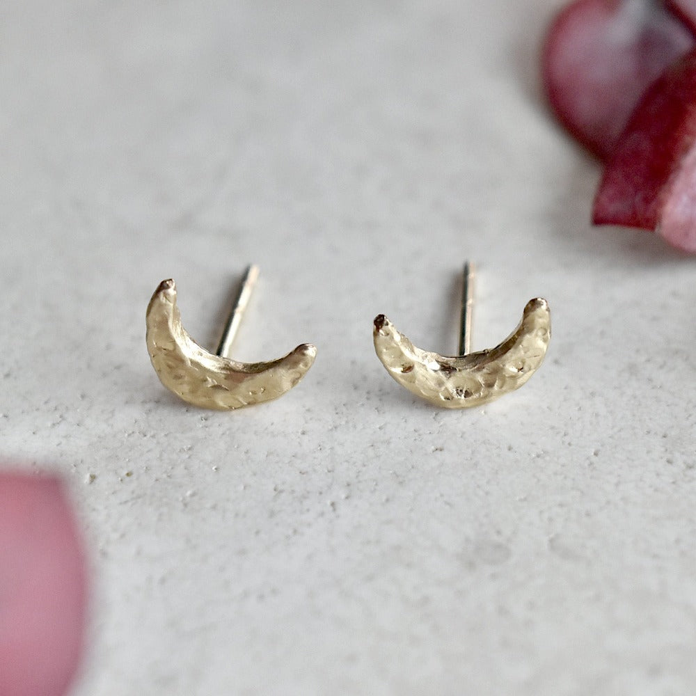 Tiny Moon Studs - Magpie Jewellery