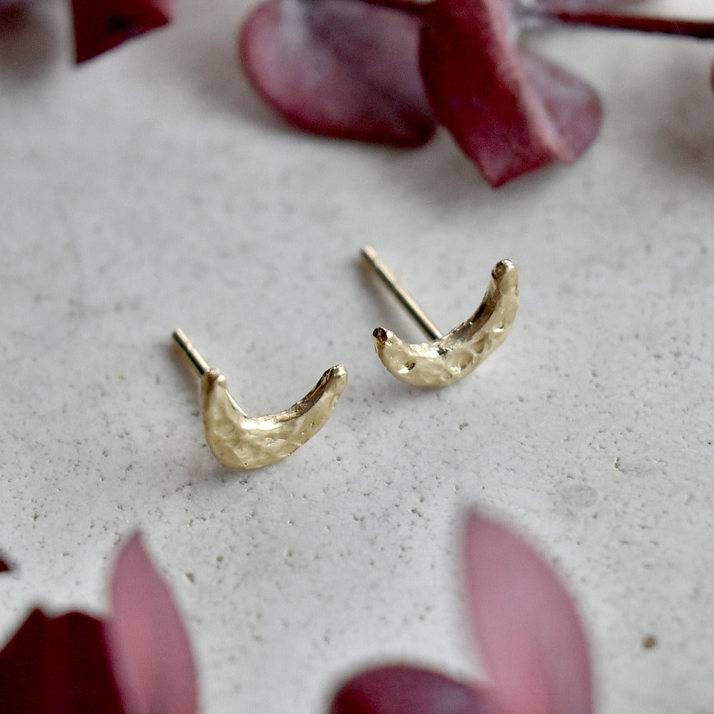 Tiny Moon Studs - Magpie Jewellery