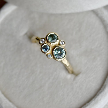 Green Sapphire Ocean Foam Ring - Magpie Jewellery