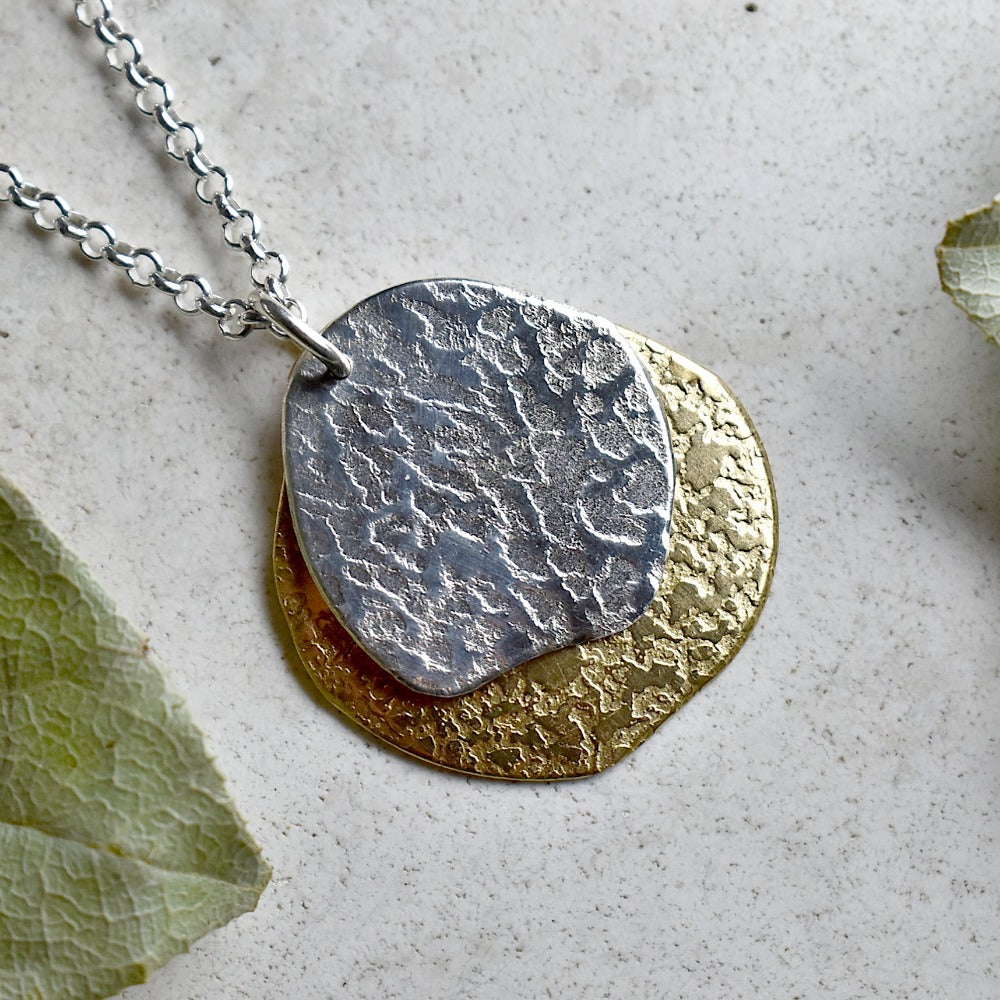 'Concrete & Ashes' Patterned Double Pendant Necklace - Magpie Jewellery