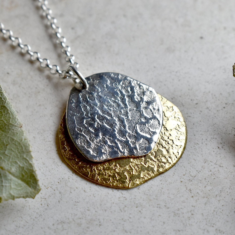 &#39;Concrete &amp; Ashes&#39; Patterned Double Pendant Necklace - Magpie Jewellery