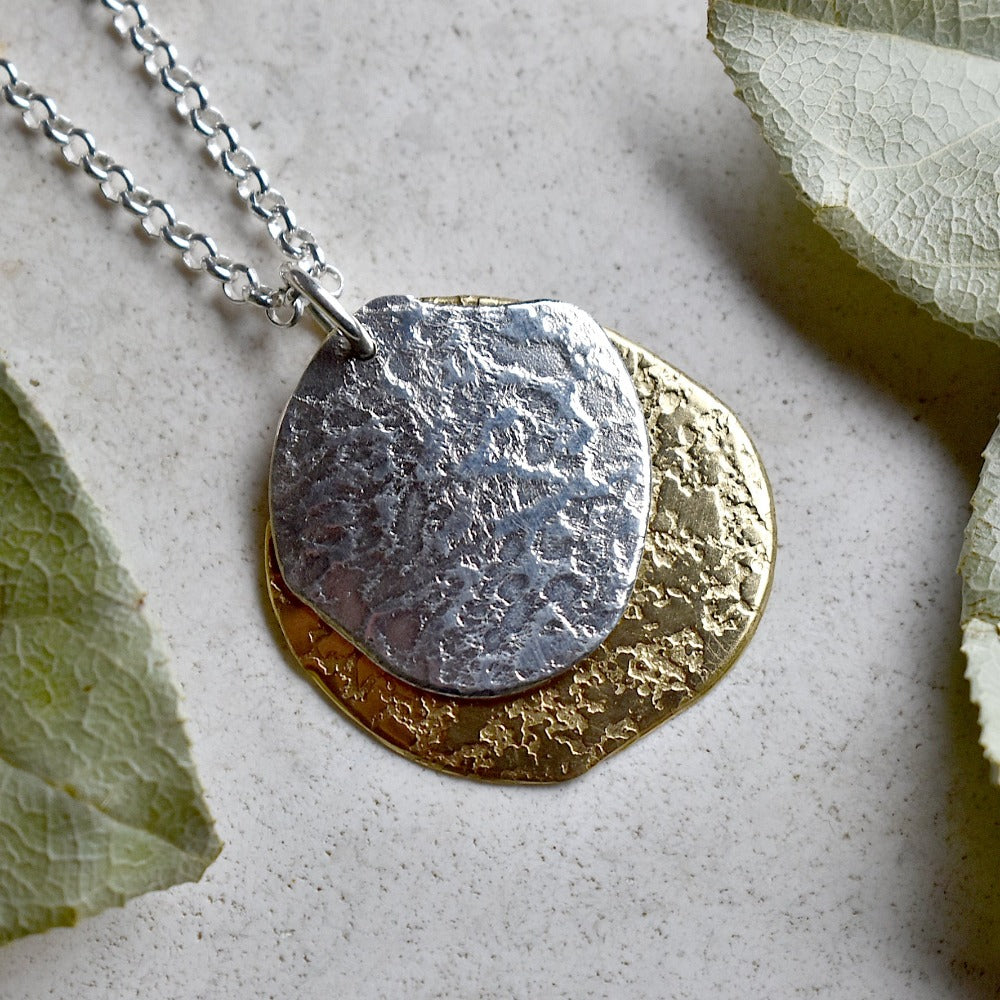 &#39;Concrete &amp; Ashes&#39; Patterned Double Pendant Necklace - Magpie Jewellery