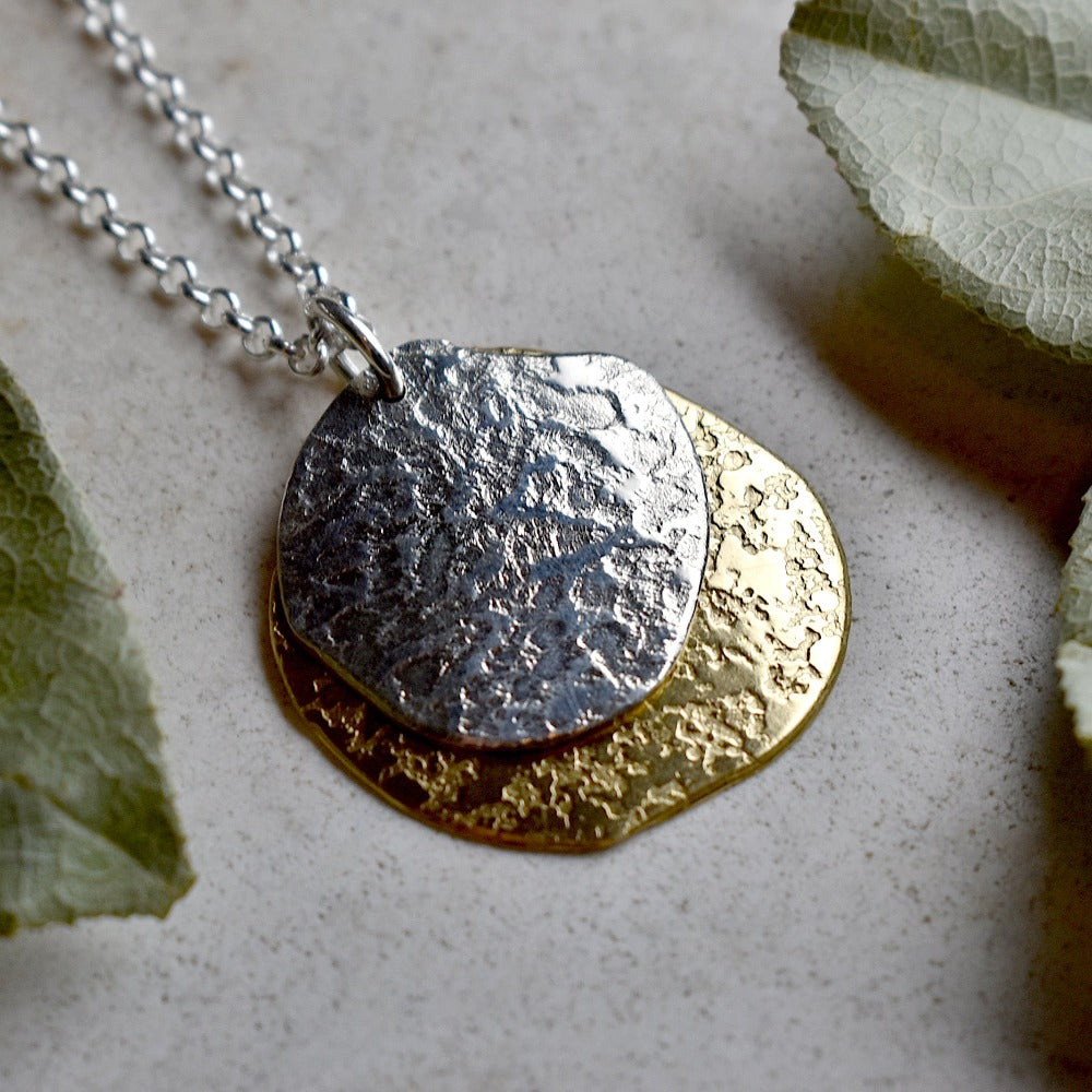 &#39;Concrete &amp; Ashes&#39; Patterned Double Pendant Necklace - Magpie Jewellery