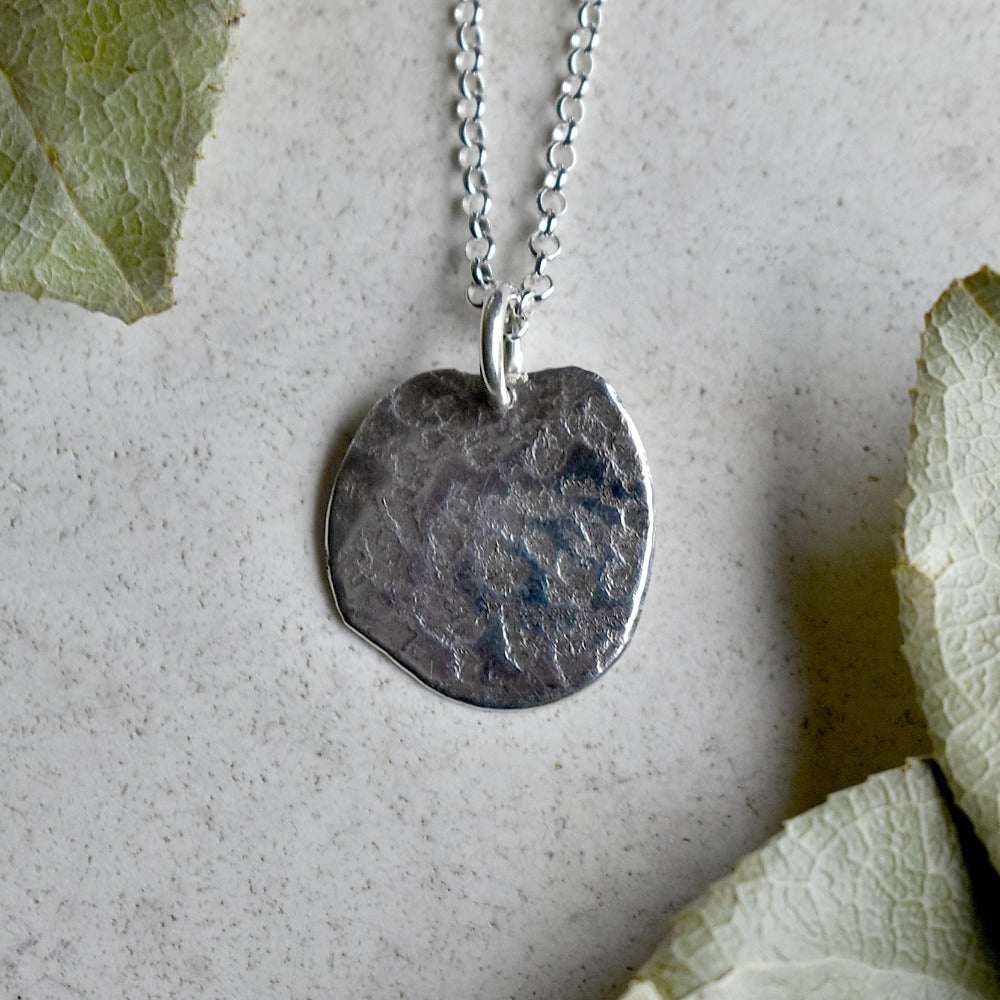 'Concrete' Small Patterned Pendant Necklace - Magpie Jewellery