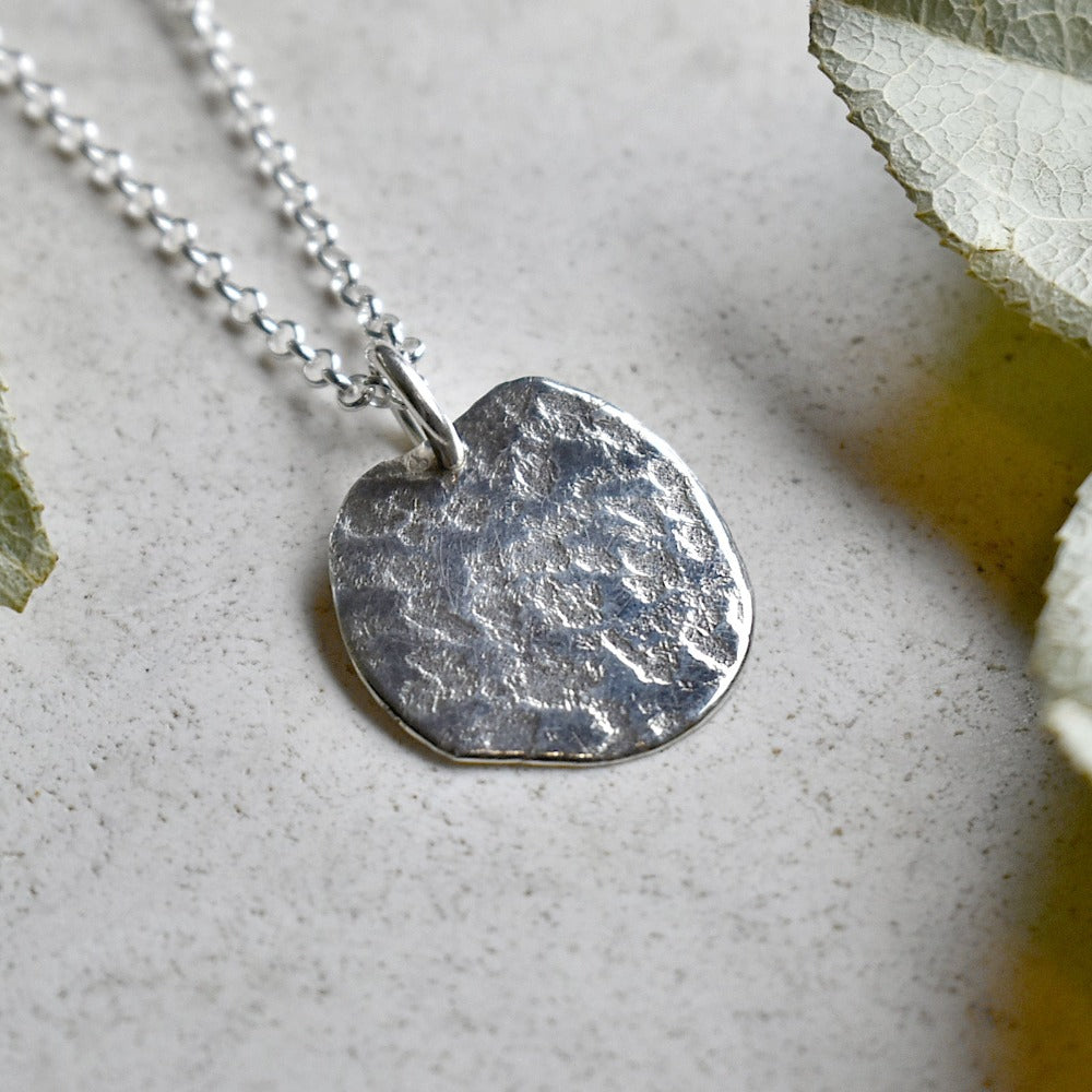'Concrete' Small Patterned Pendant Necklace - Magpie Jewellery