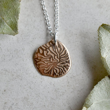 'Coral' Small Patterned Pendant Necklace - Magpie Jewellery