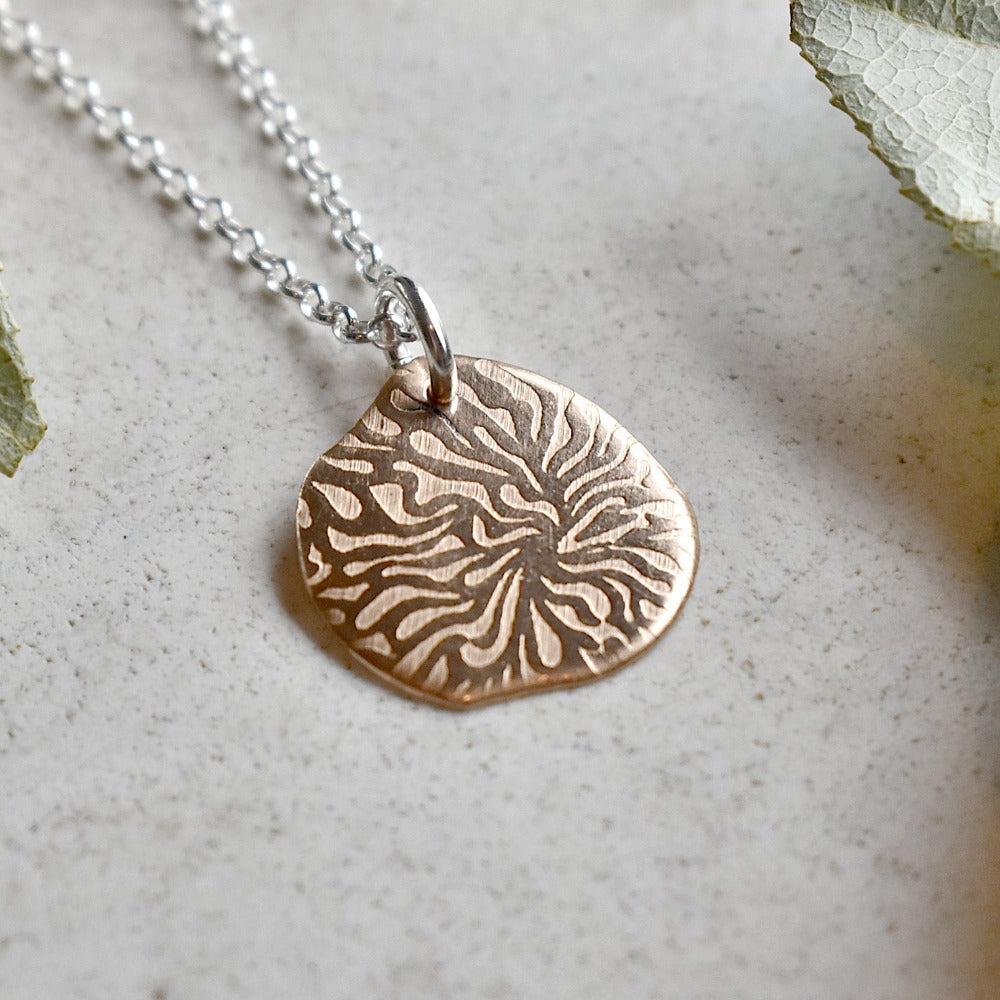 'Coral' Small Patterned Pendant Necklace - Magpie Jewellery