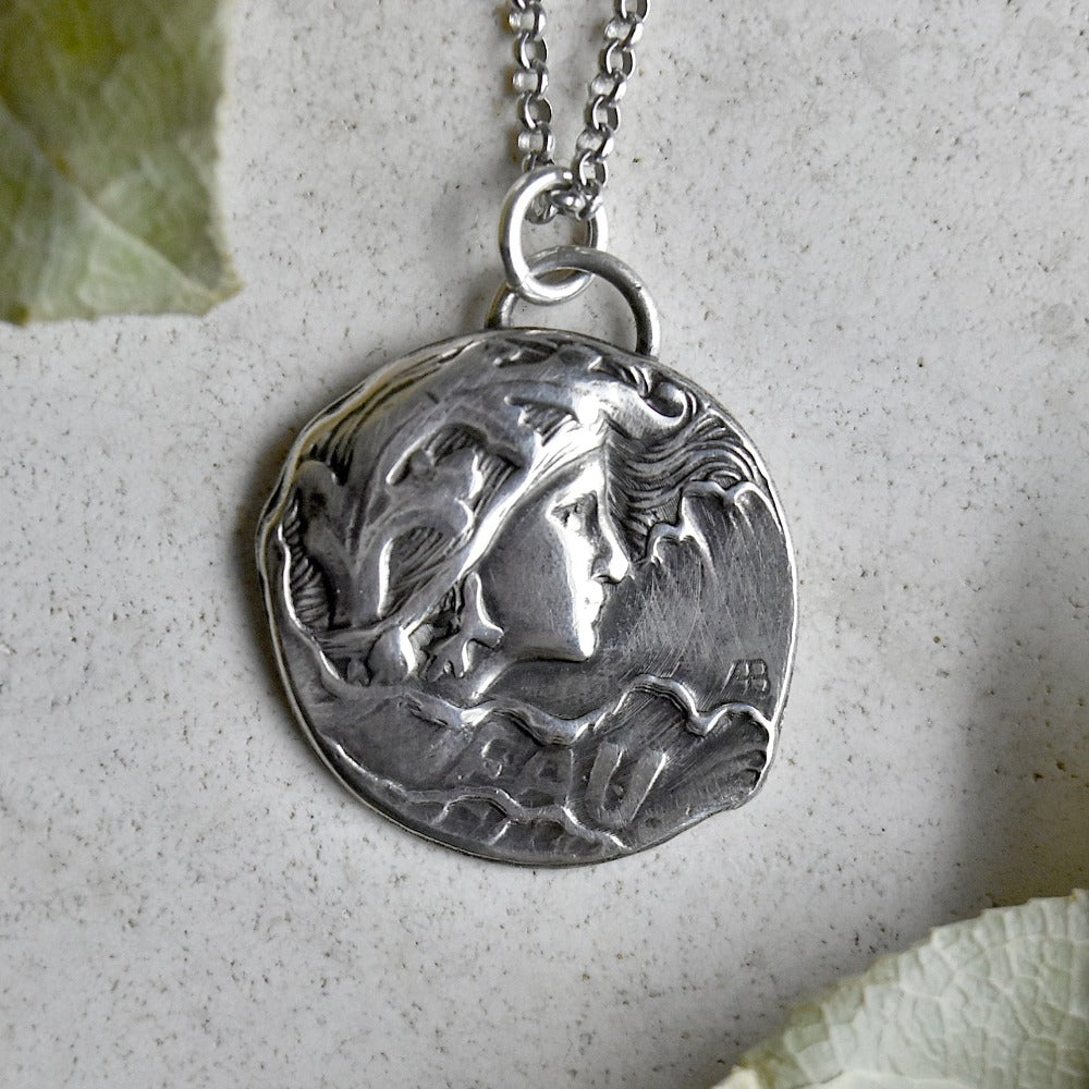 'Eau' Die Struck Silver Necklace - Magpie Jewellery