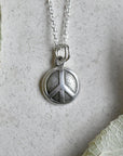 'Peace' Tiny Die Struck Silver Necklace - Magpie Jewellery