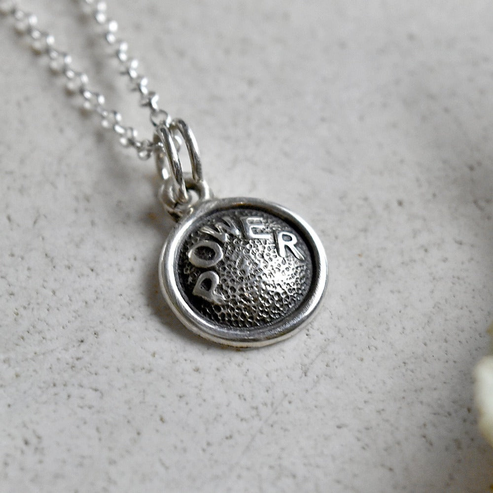 &#39;Power&#39; Tiny Die Struck Silver Necklace - Magpie Jewellery