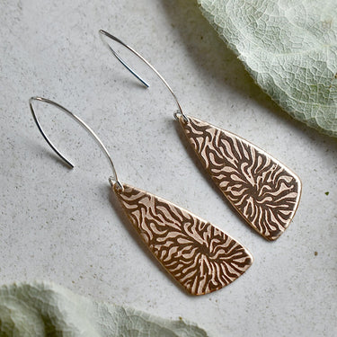 'Coral' Copper Triangular Drop Earrings - Magpie Jewellery