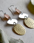Silver, Brass & Copper Triple Drop Earrings - Magpie Jewellery
