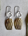 Patterned Brass & Silver Drop Earrings - Magpie Jewellery