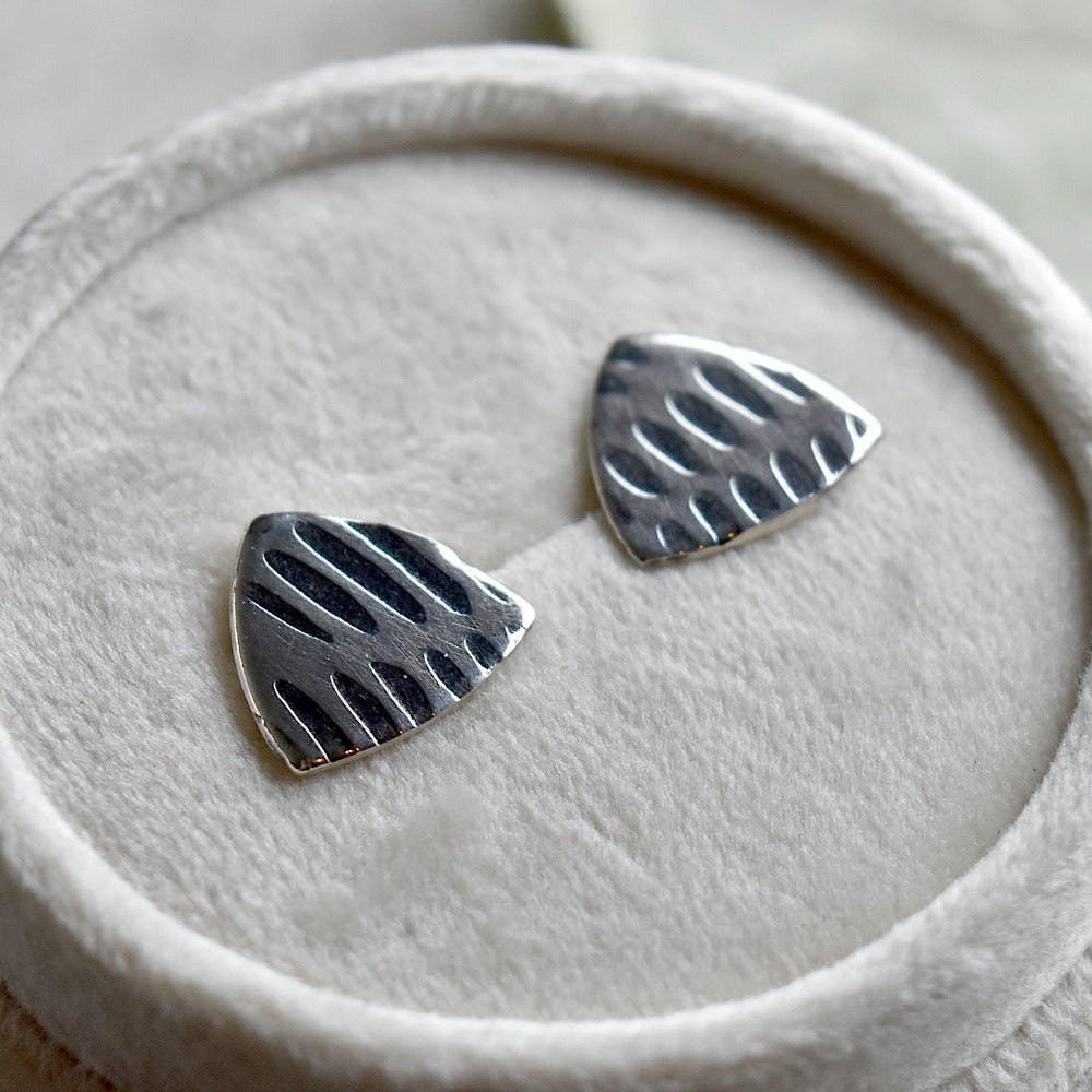 Moire Pattern Triangle Studs - Magpie Jewellery