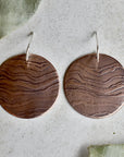 Agate Pattern Large Copper Disc Drop Earrings - Magpie Jewellery