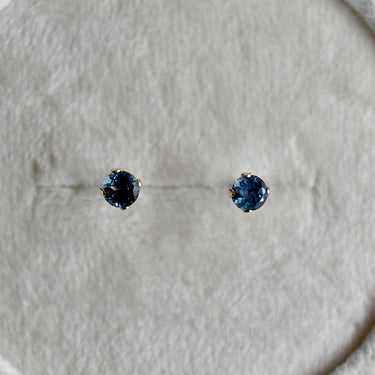 14k Claw-Set London Blue Topaz Studs - Magpie Jewellery