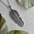 Large Hand-Textured Feather Necklace - Magpie Jewellery