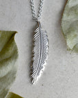Curved Feather Necklace - Magpie Jewellery