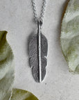 Medium Hand-Textured Feather Necklace - Magpie Jewellery