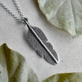 Medium Hand-Textured Feather Necklace - Magpie Jewellery