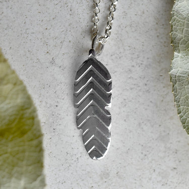 Small Hand-Carved Feather Necklace - Magpie Jewellery