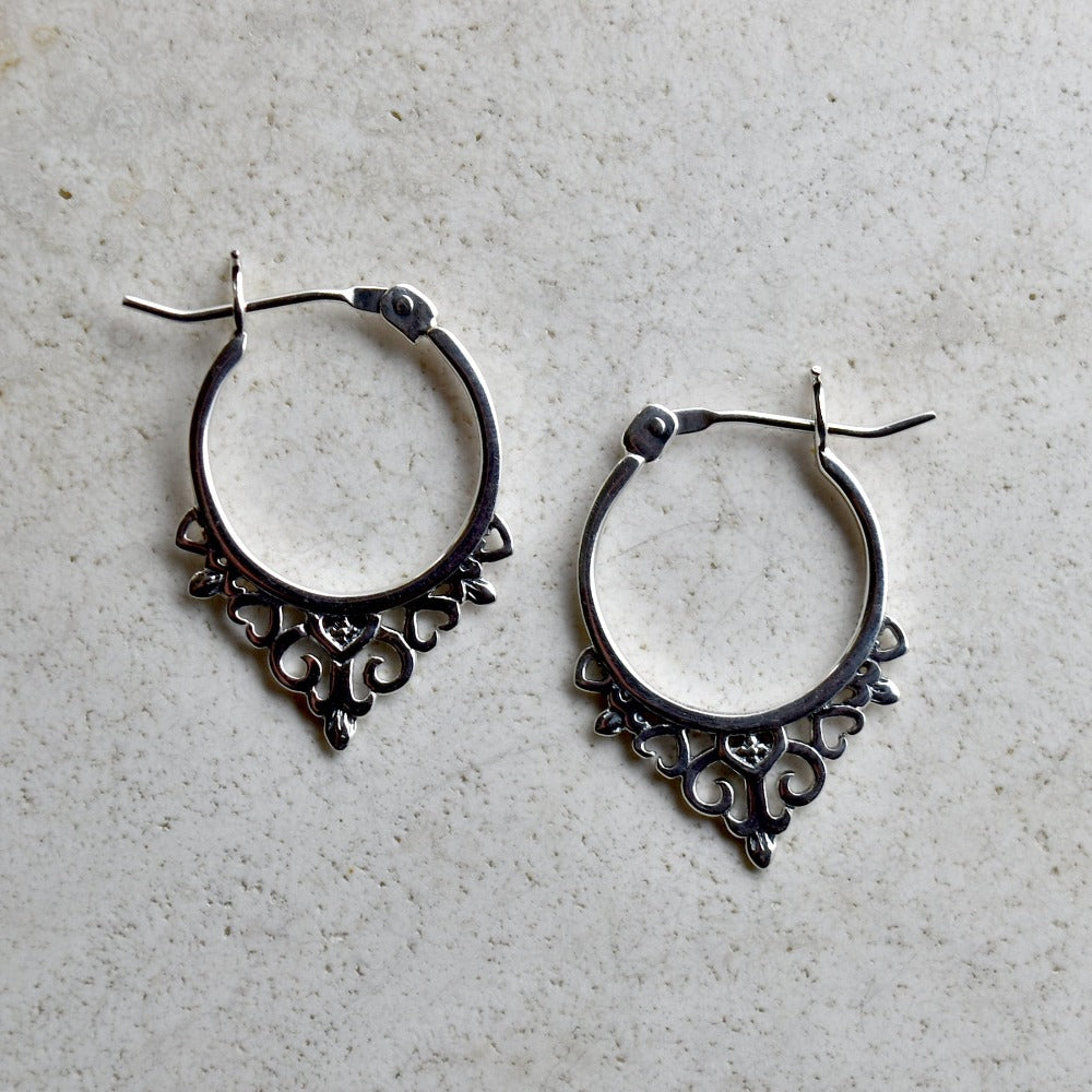 Filigree Hinge Hoops - Magpie Jewellery