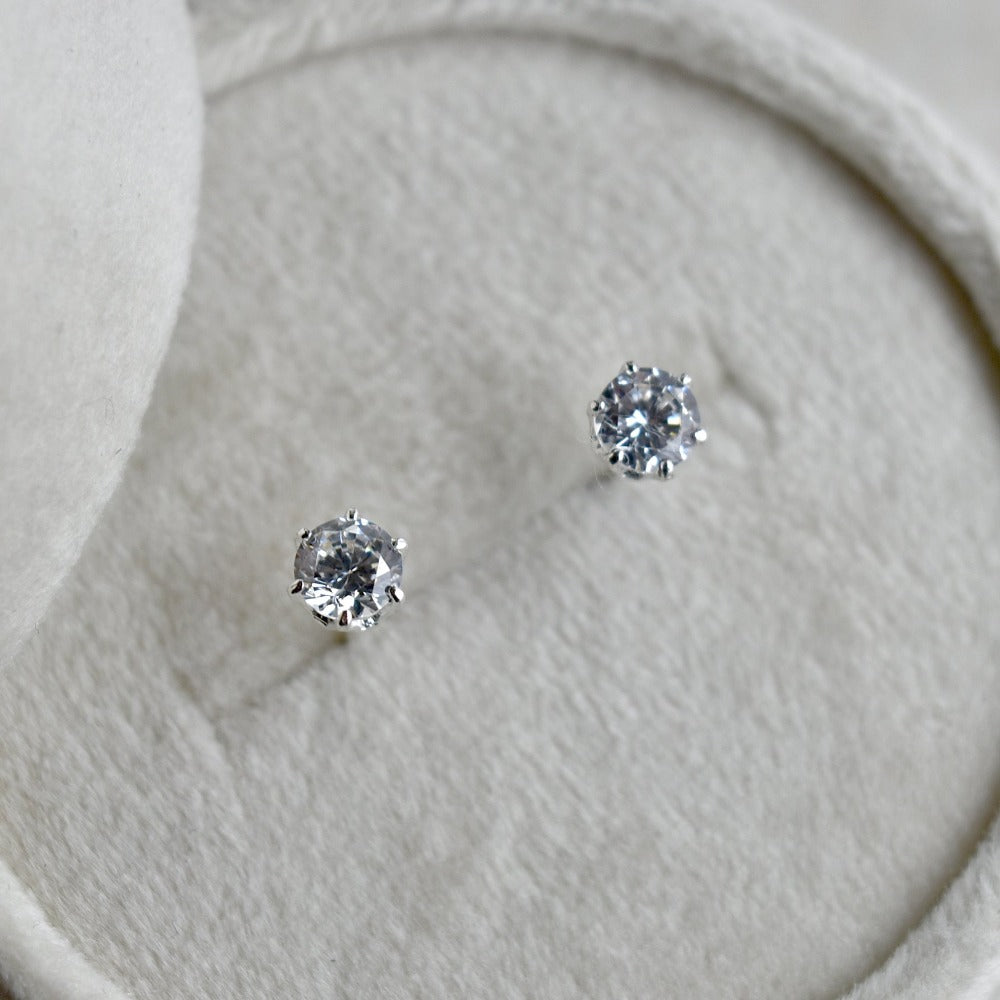 Silver &amp; Cubic Zirconia Stud Earrings - Magpie Jewellery