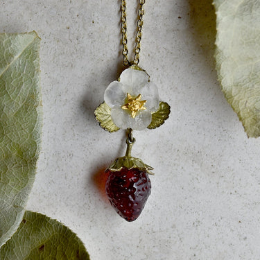 Strawberry Fruit & Flower Necklace - Magpie Jewellery