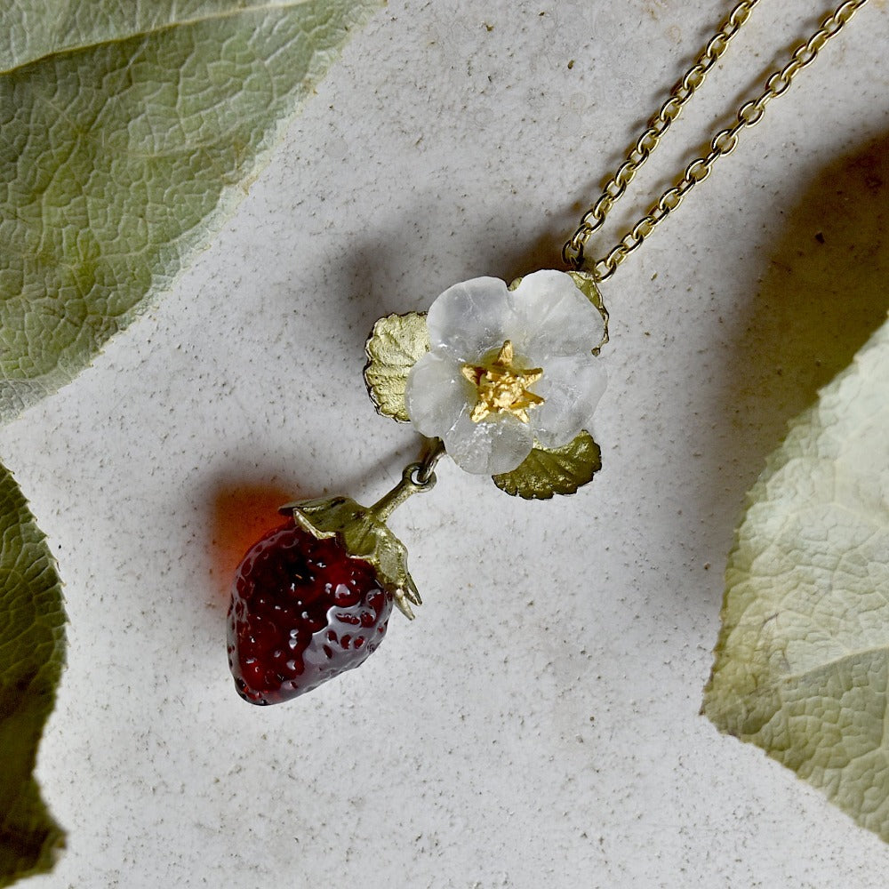 Strawberry Fruit &amp; Flower Necklace - Magpie Jewellery