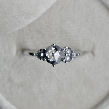 Salt & Pepper Diamond Ring with Asymmetrical Accents - Magpie Jewellery