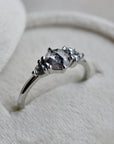 Salt & Pepper Diamond Ring with Asymmetrical Accents - Magpie Jewellery