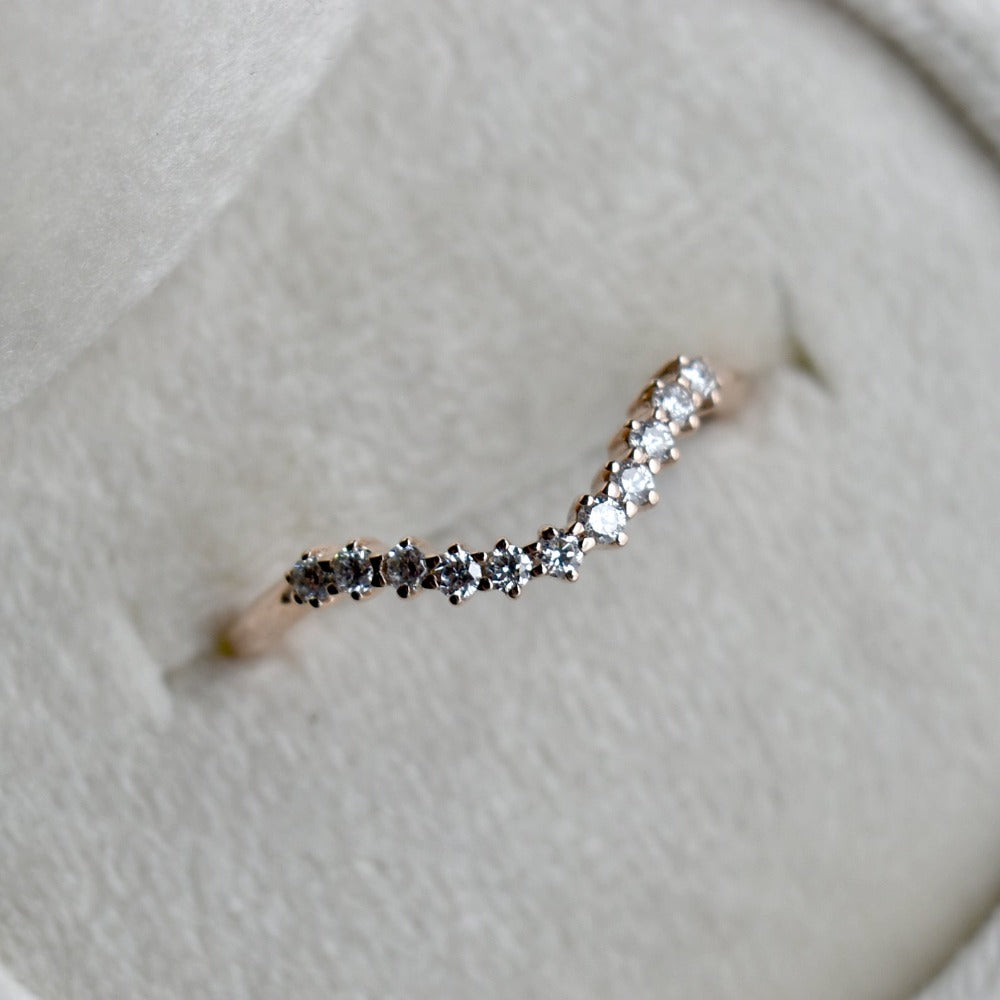 14k Rose Gold Ida Diamond Curved Band - Magpie Jewellery
