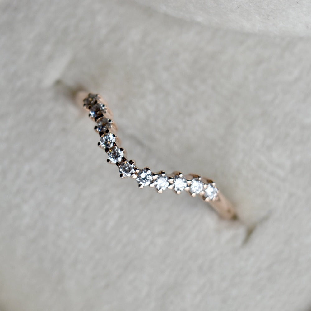 14k Rose Gold Ida Diamond Curved Band - Magpie Jewellery