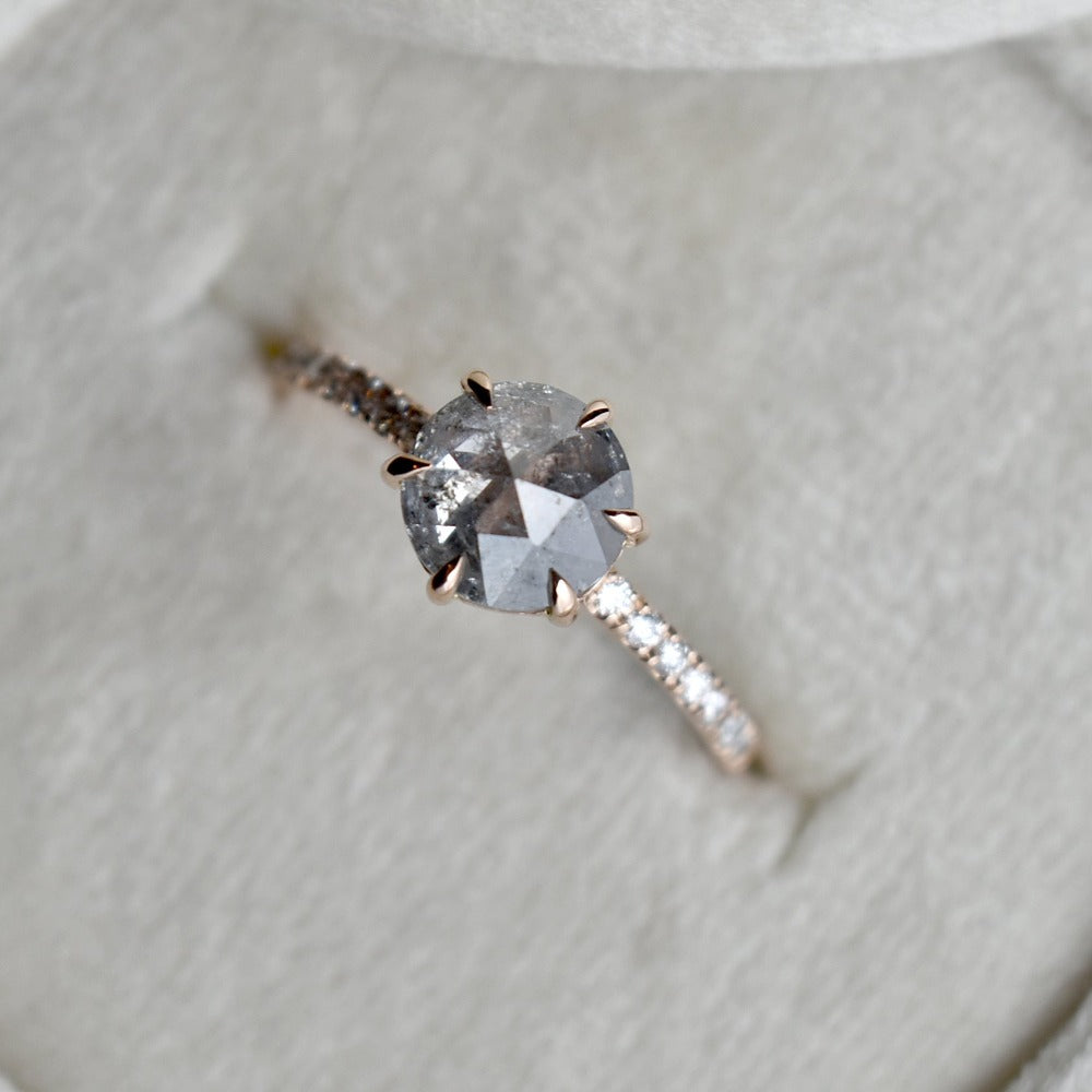 14k Rose Gold Zoe Salt &amp; Pepper Diamond Solitaire | Magpie Jewellery