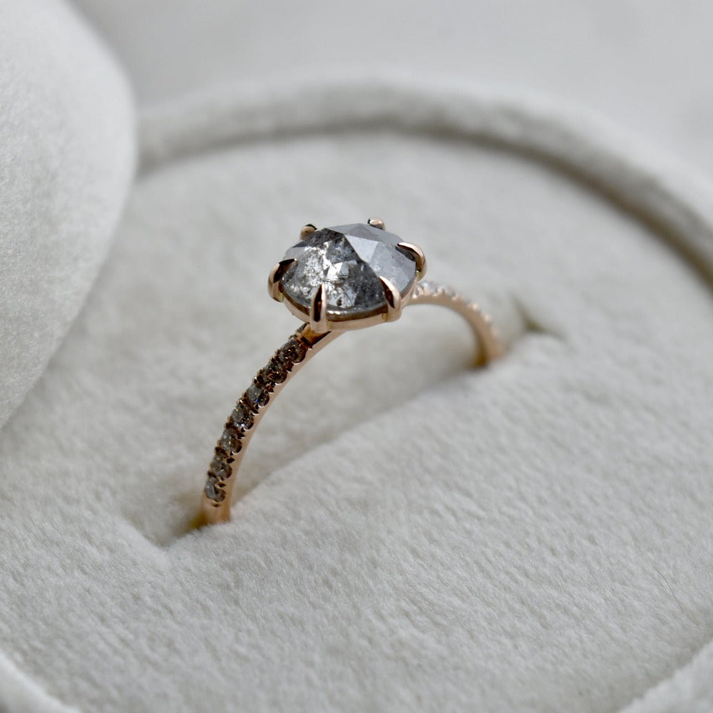 14k Rose Gold Zoe Salt &amp; Pepper Diamond Solitaire | Magpie Jewellery