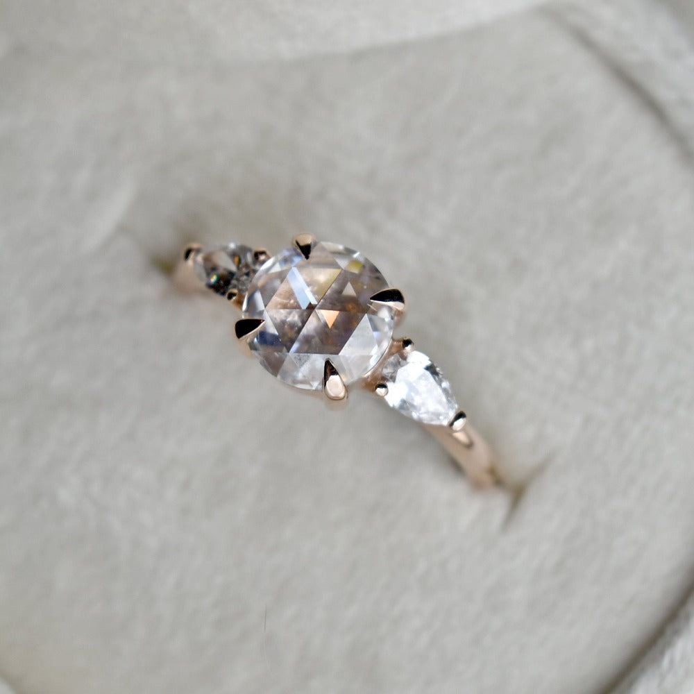 14k Rose Gold Sadie Moissanite & Lab-Grown Diamond Engagement Ring - Magpie Jewellery