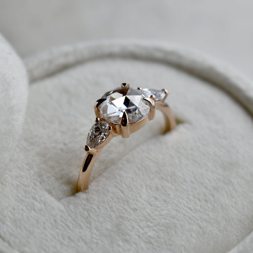 14k Rose Gold Sadie Moissanite &amp; Lab-Grown Diamond Engagement Ring | Magpie Jewellery
