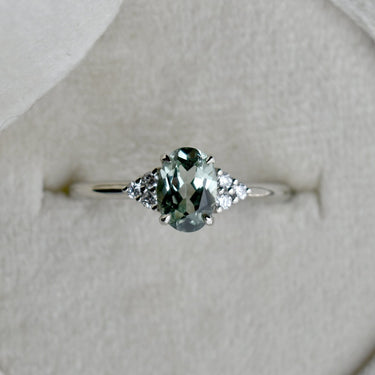 14k White Gold Aria Oval Green Sapphire Engagement Ring | Magpie Jewellery