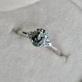 14k White Gold Aria Oval Green Sapphire Engagement Ring | Magpie Jewellery