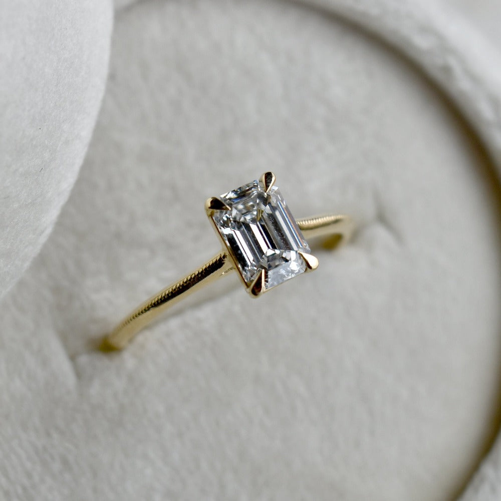 18k Yellow Gold Sage Lab-Grown Emerald-Cut Diamond Solitaire - Magpie Jewellery