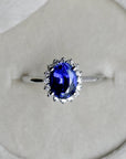 1.67ct Lab-Grown Blue Sapphire Halo Engagement Ring - Magpie Jewellery