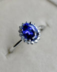 1.67ct Lab-Grown Blue Sapphire Halo Engagement Ring - Magpie Jewellery