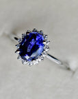 1.67ct Lab-Grown Blue Sapphire Halo Engagement Ring - Magpie Jewellery