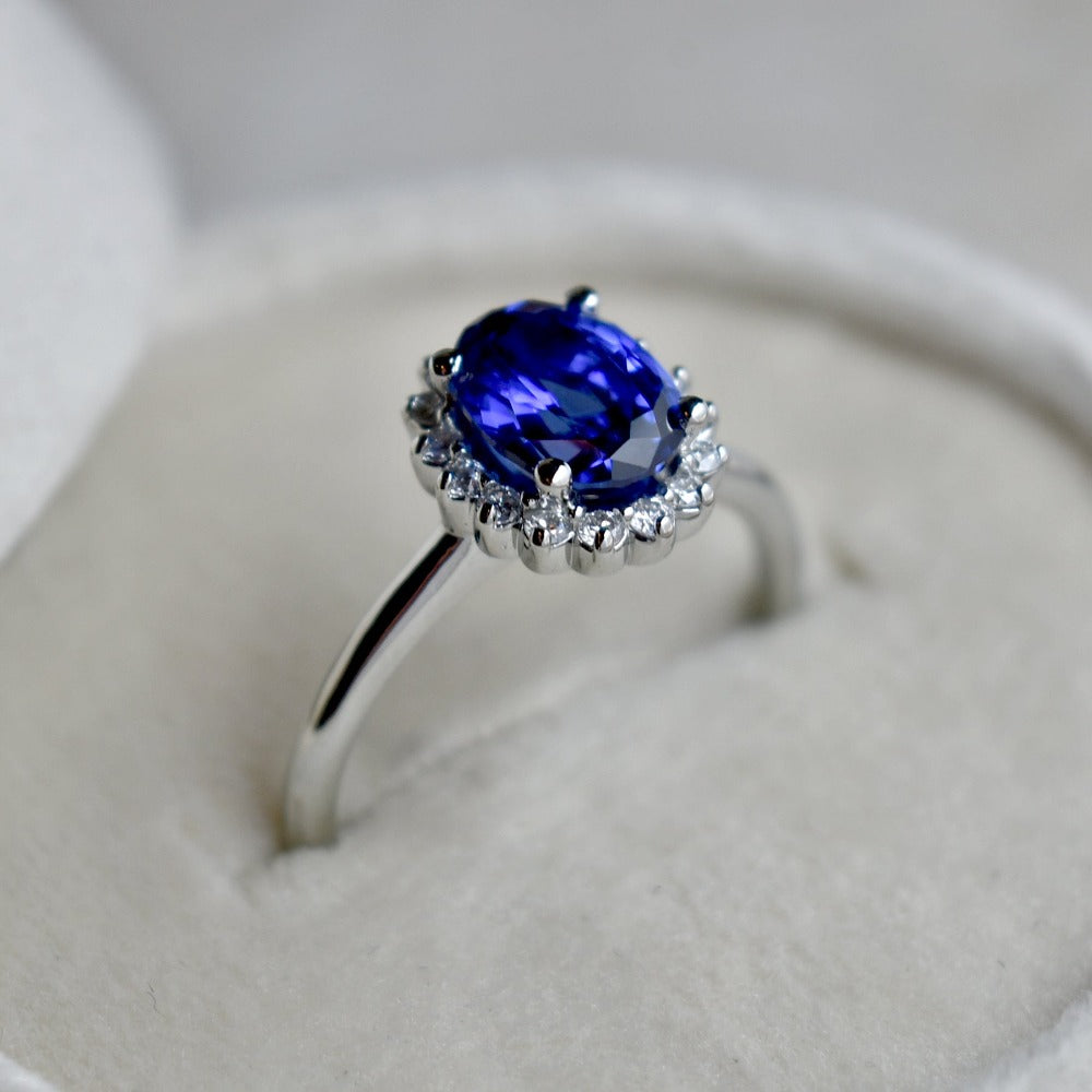 Lab created blue deals sapphire rings