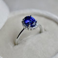 1.67ct Lab-Grown Blue Sapphire Halo Engagement Ring - Magpie Jewellery