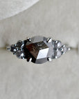 Seven-Stone Salt & Pepper Diamond Cluster Ring - Magpie Jewellery