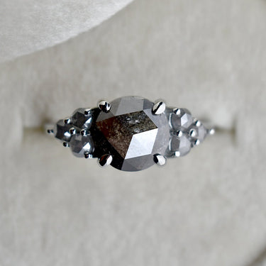 Seven-Stone Salt & Pepper Diamond Cluster Ring - Magpie Jewellery